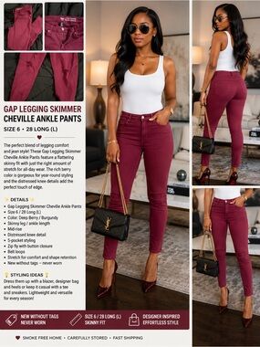 GAP Burgundy Skinny Cheville Ankle Pants